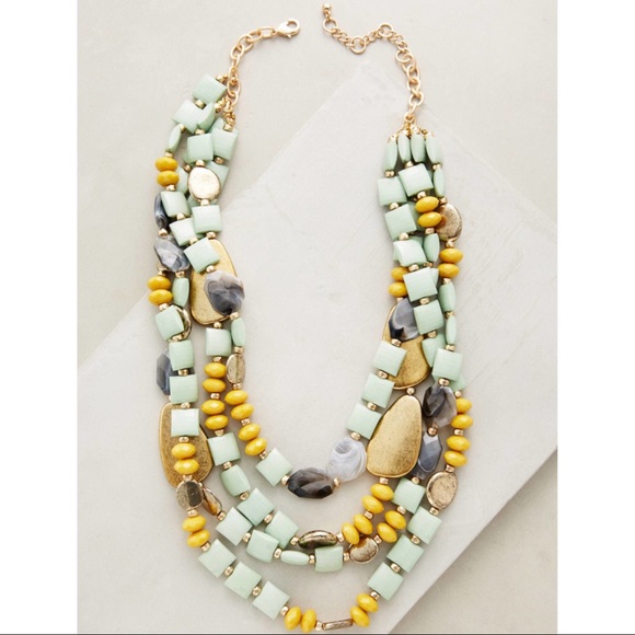 ANTHROPOLOGIE Green Zermatt Layer Necklace - Picture 1 of 3